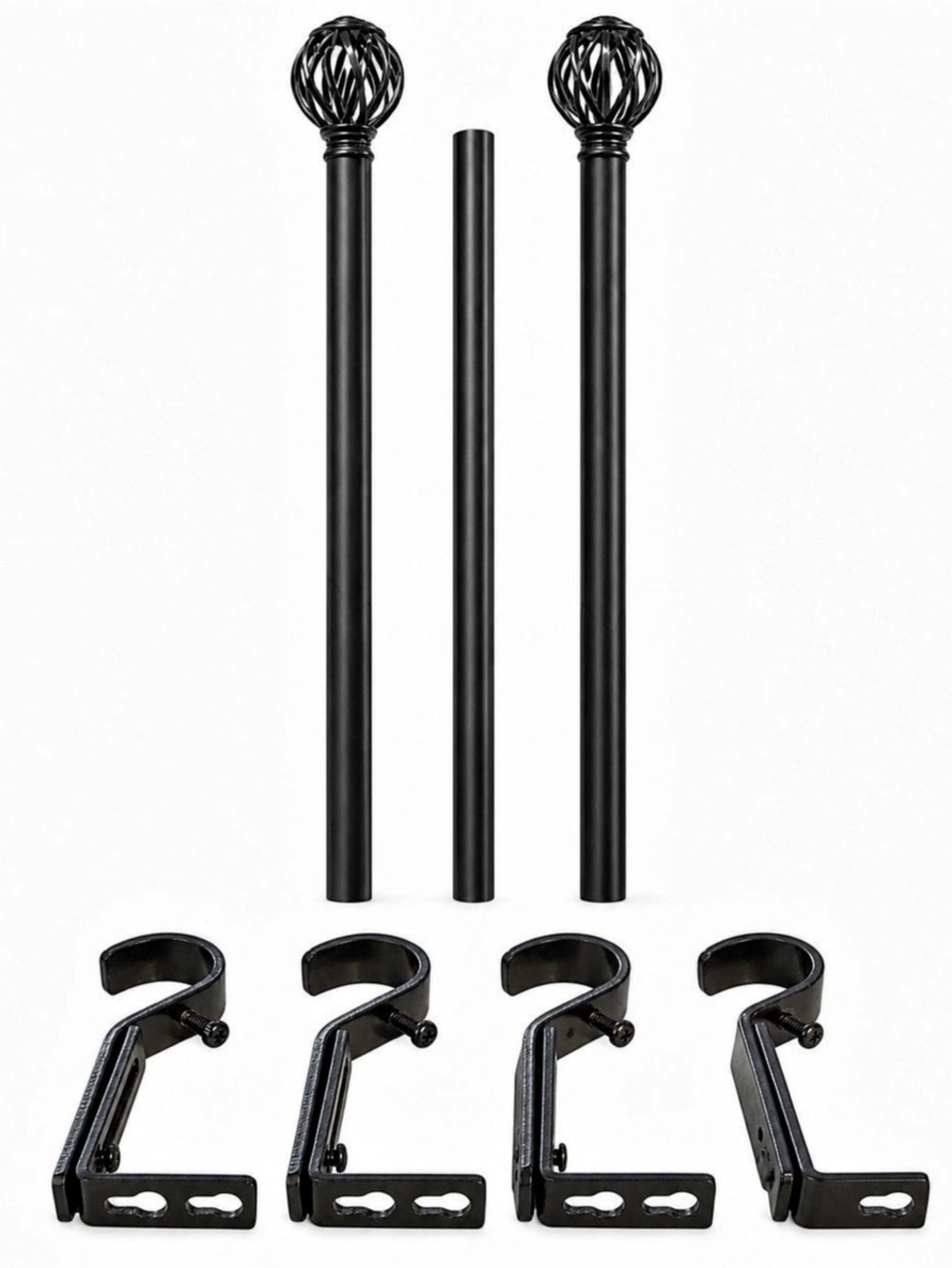 Black Curtain Rod Set